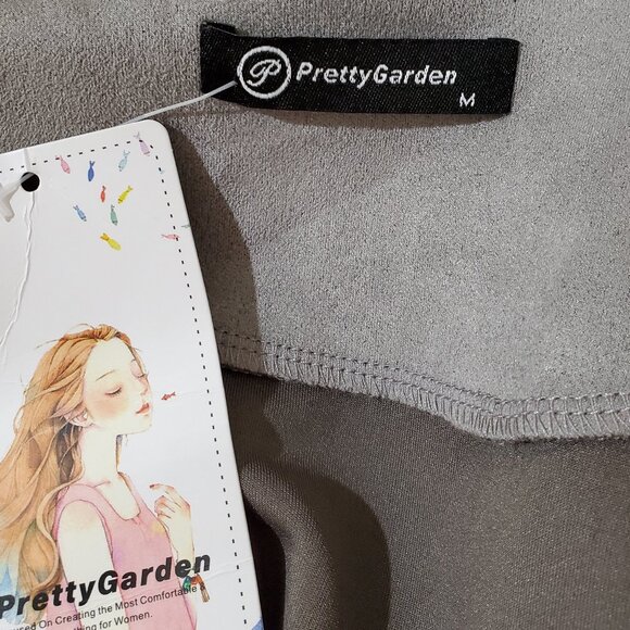 Pretty Garden Gray Faux Suede Open Front Jacket M - Picture 5 of 10